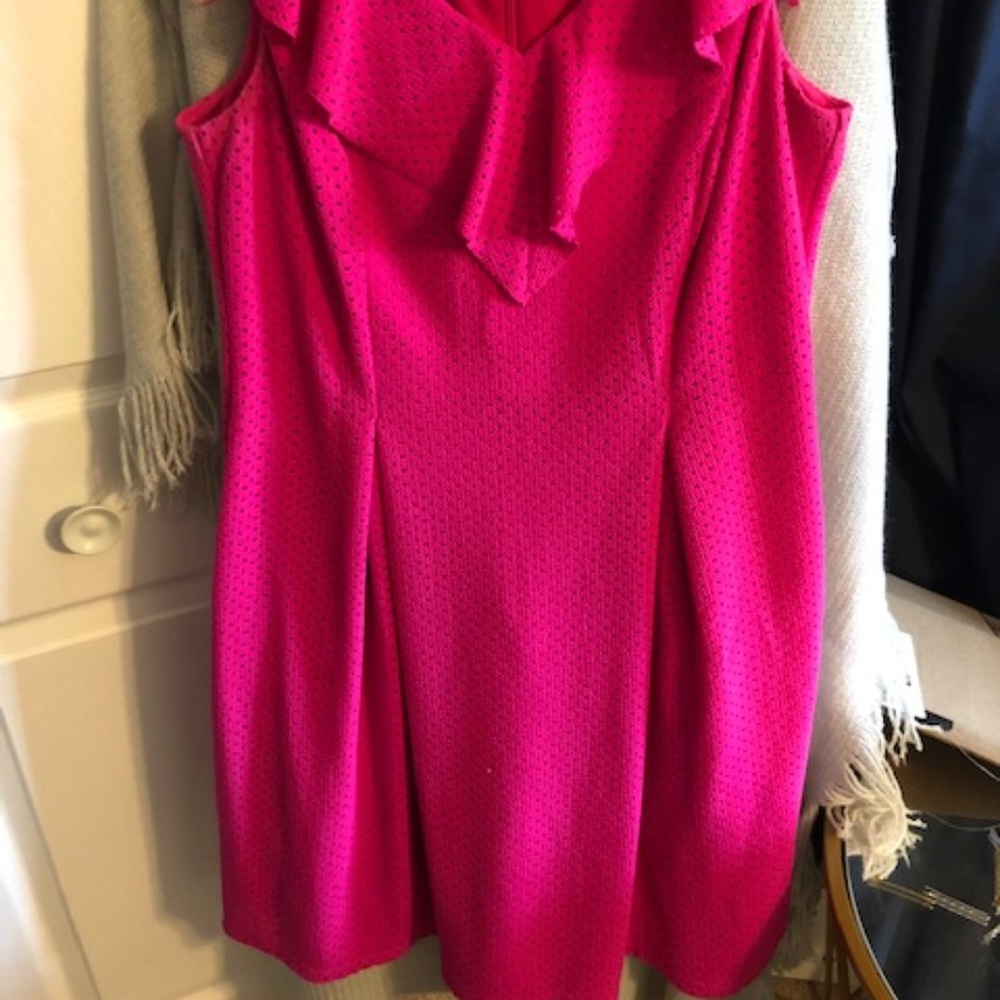 Perforated Ruffle Fit & Flare Dress